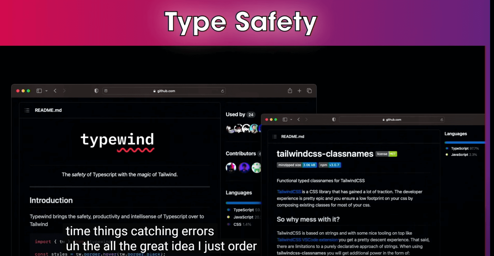 Screen slide showing Typewind and tailwind-classnames